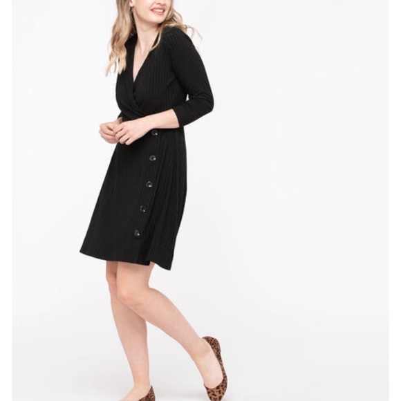 Black Ribbed wrap style dress - Picture 4 of 4